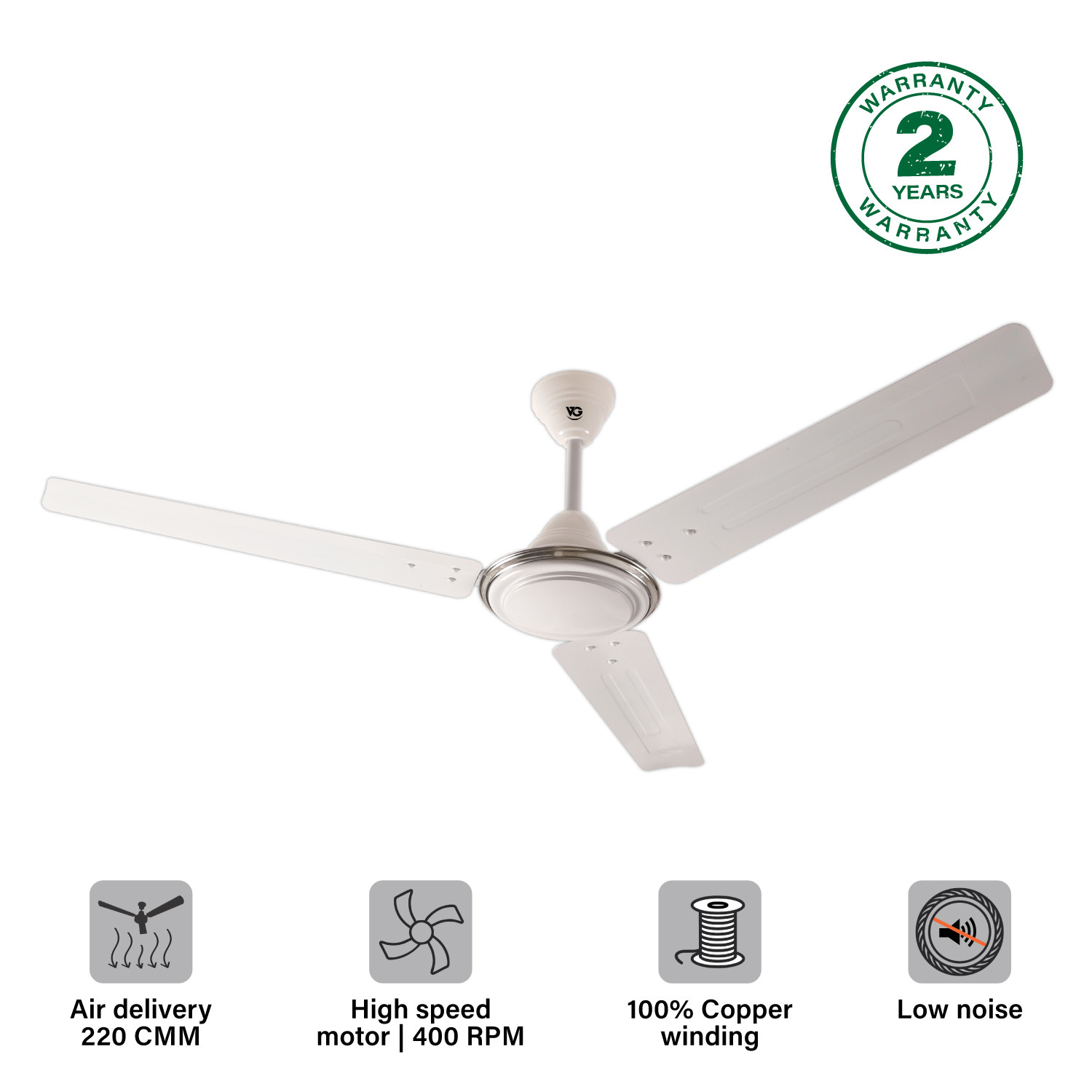 VG Star Breeze 1200 mm 3 Blade Ceiling Fan  (Classic White, Pack of 1) Thumb