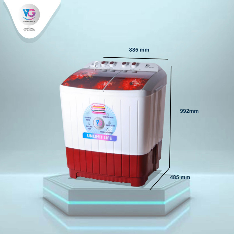 VG 8.5 Kg Magic Filter, Dual Waterfall And Rust Free Semi automatic To Loaded Washing Machine