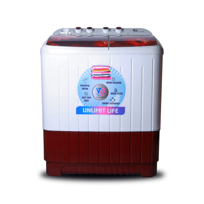 VG 8.5 Kg Magic Filter, Dual Waterfall And Rust Free Semi automatic To Loaded Washing Machine