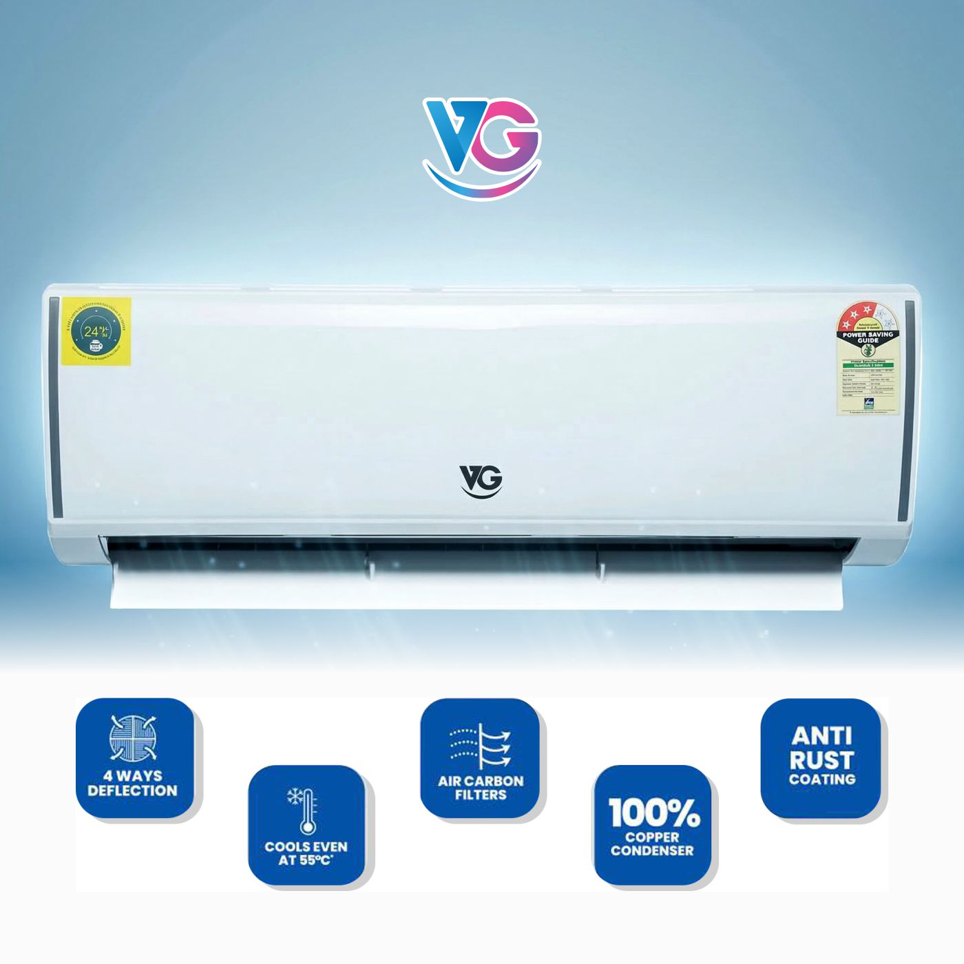 VG | 2 Ton Split Air Conditioner | Powerful Cooling with Smart Technology