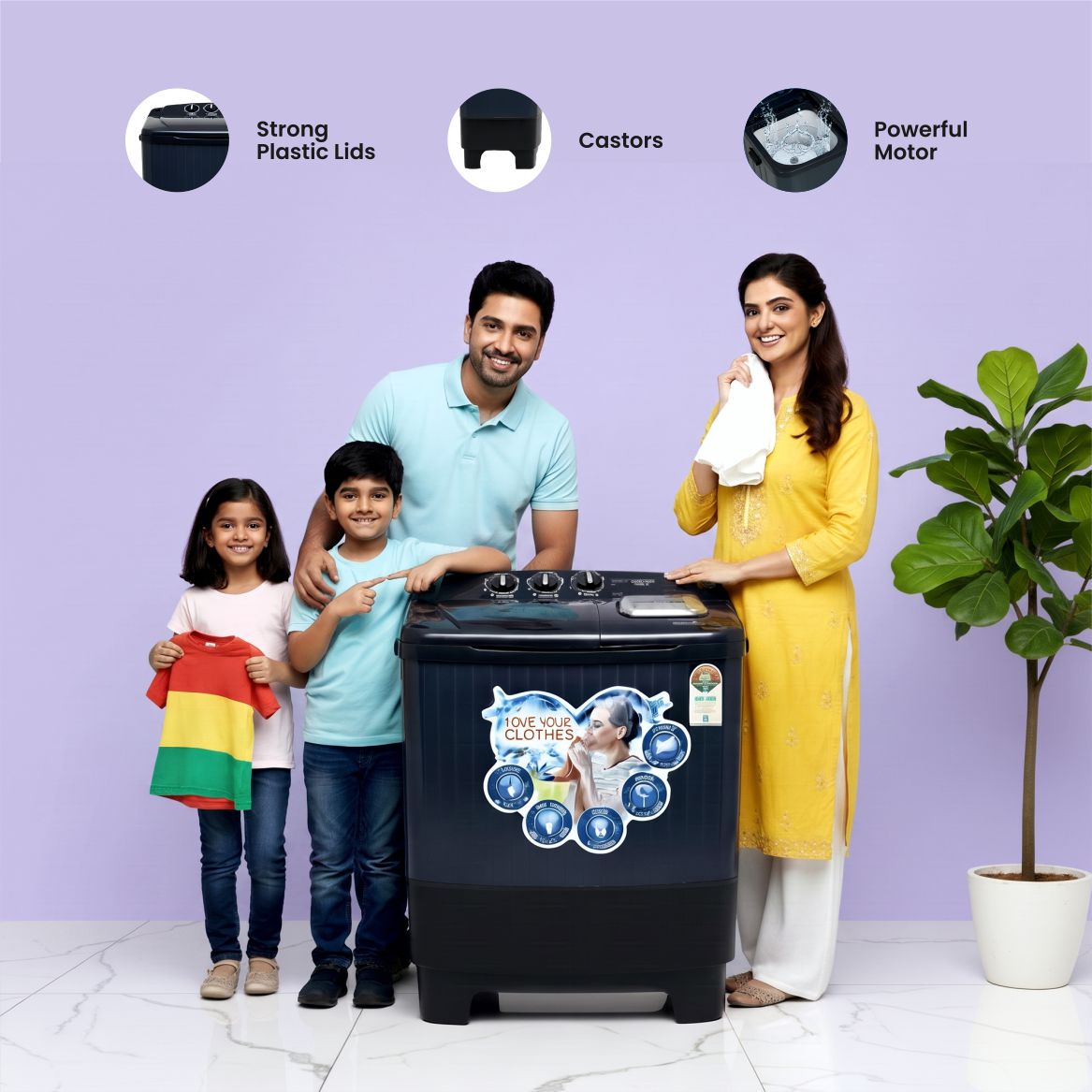 BOLLD 7 Kg Semi Automatic Washing Machine with Easy Wash, Water Level Selector & Radio Knobs