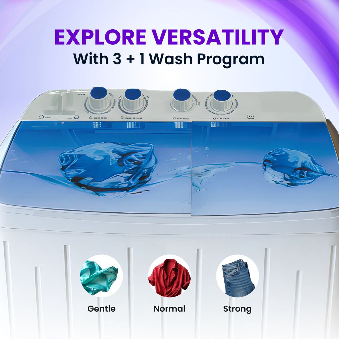 BOLLD 8.5kg Semi Automatic Washing Machine with Easy Wash, Water Level Selector & Radio Knobs