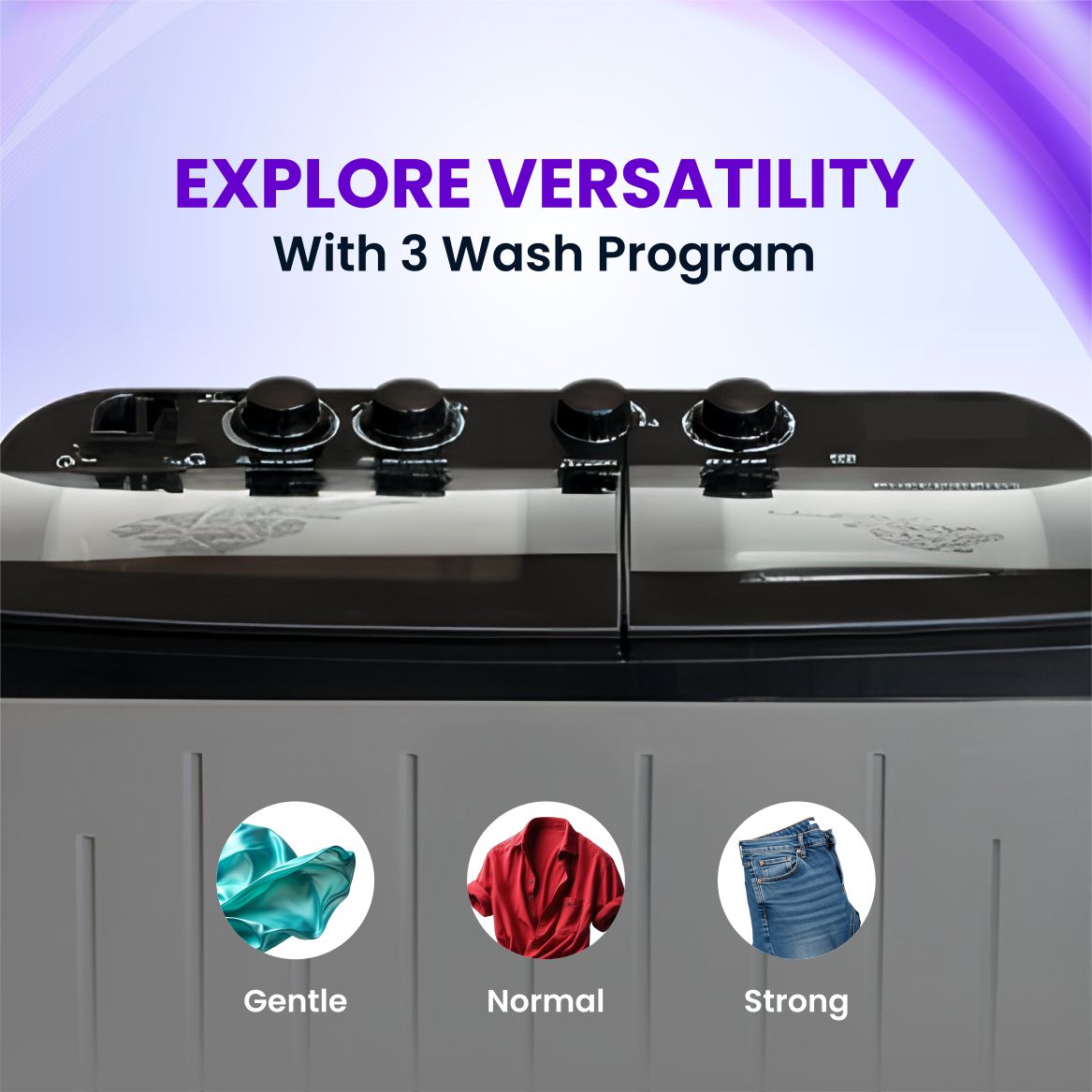 BOLLD 8.5 Kg Semi Automatic Washing Machine with Easy Wash, Water Level Selector & Radio Knobs