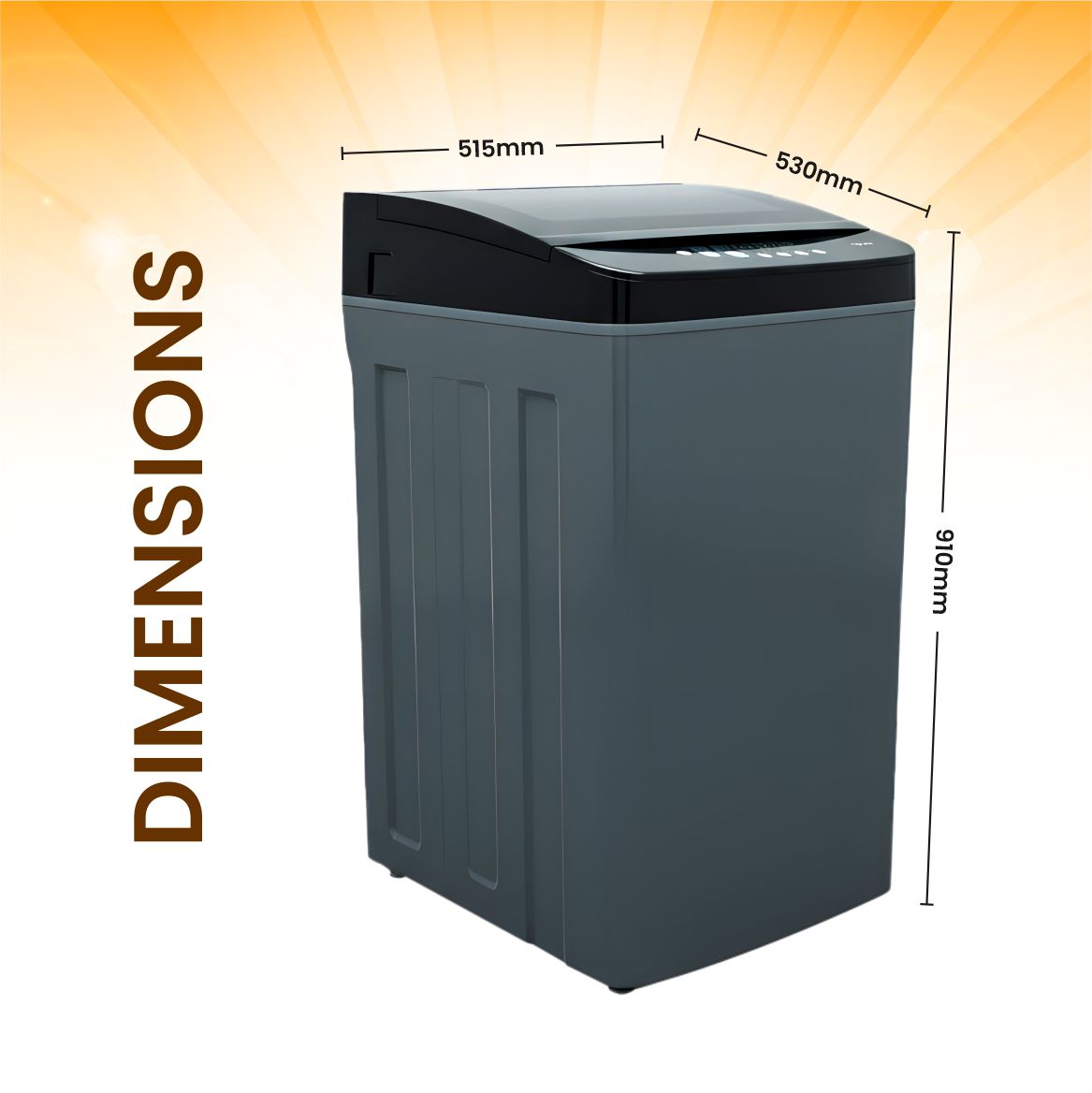 Challenger 7.5Kg Fully Automatic Top Load Washing Machine, 135W Motor, 43L Tub, 4 Wash Programs, Black
